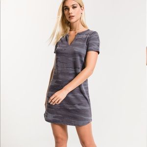 Z Supply Camo Split Neck Tee Dress
